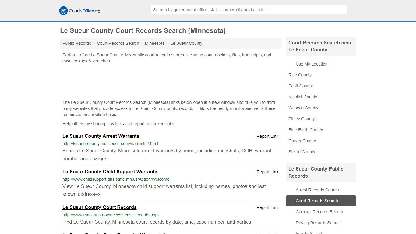 Court Records Search - Le Sueur County, MN (Adoptions ...